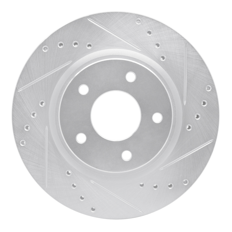 Nissan Rogue Brake Rotor (1) - Front Right - R1 Concepts - Drilled & Slotted - Silver - `14-`23
